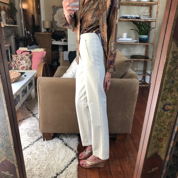 Vintage white high waisted pants with zippers - Picture 3 of 7